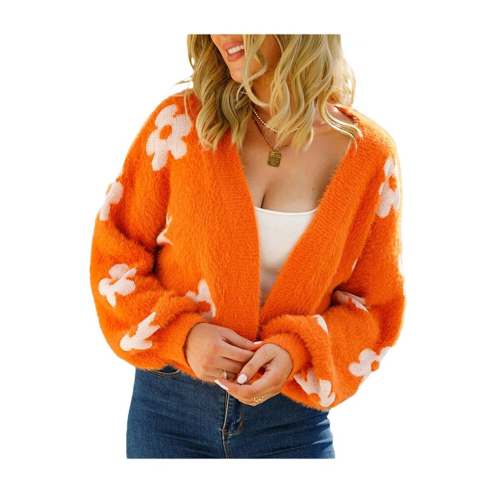 Women's Cardigan Floral Pattern w/ Balloon Sleeves